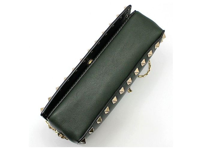 Valentino Mini borsa a tracolla con catena Rockstud in pelle kaki Marrone - vista 6