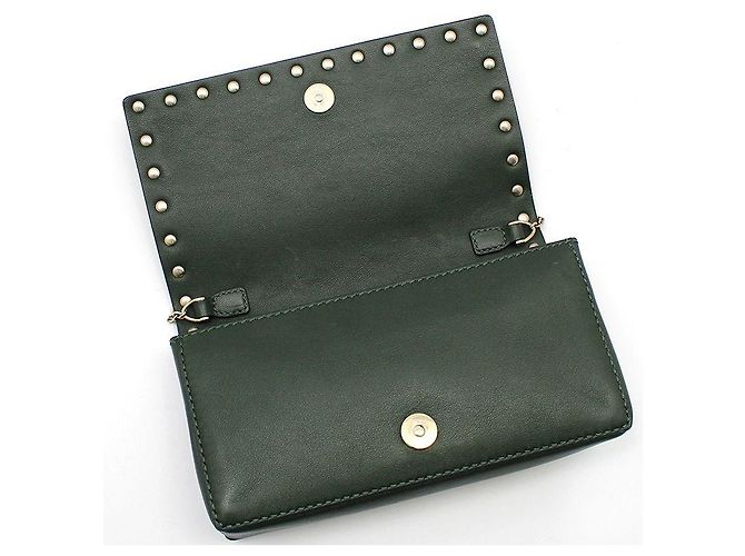 Valentino Mini borsa a tracolla con catena Rockstud in pelle kaki Marrone - vista 7