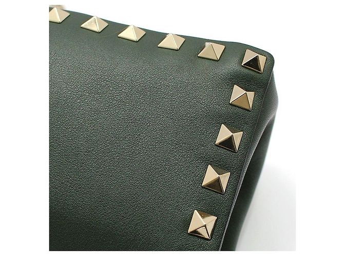 Valentino Mini borsa a tracolla con catena Rockstud in pelle kaki Marrone - vista 8