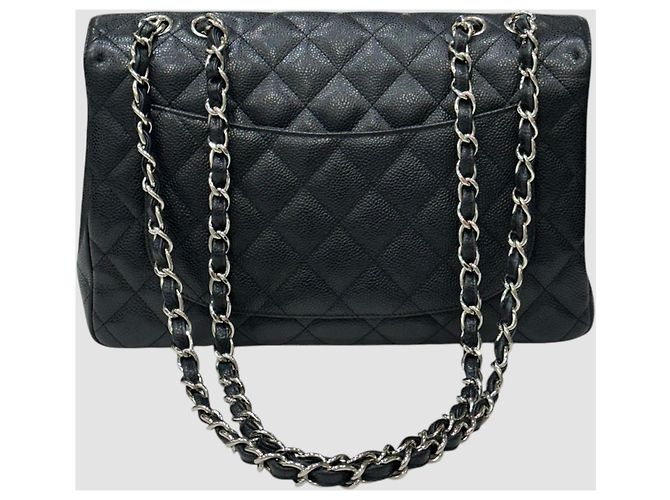 Chanel Classic Caviar Large Black Silver One Flap Series Nero - vista 10