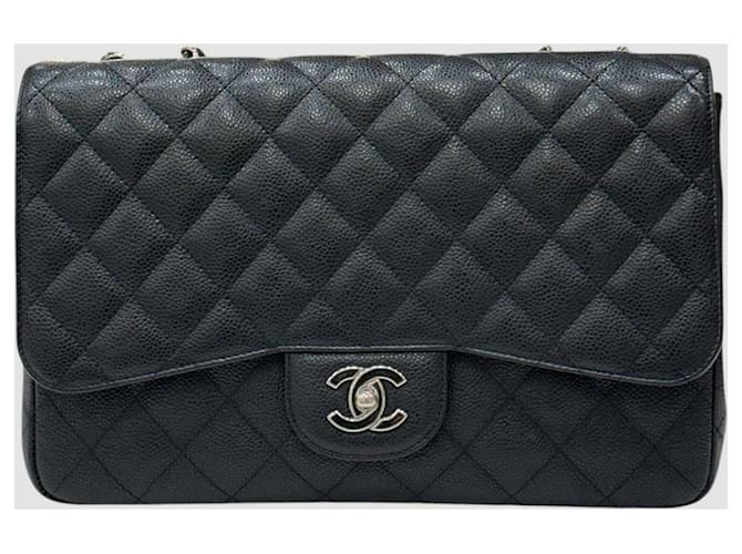Chanel Classic Caviar Large Black Silver One Flap Series Nero - vista 2