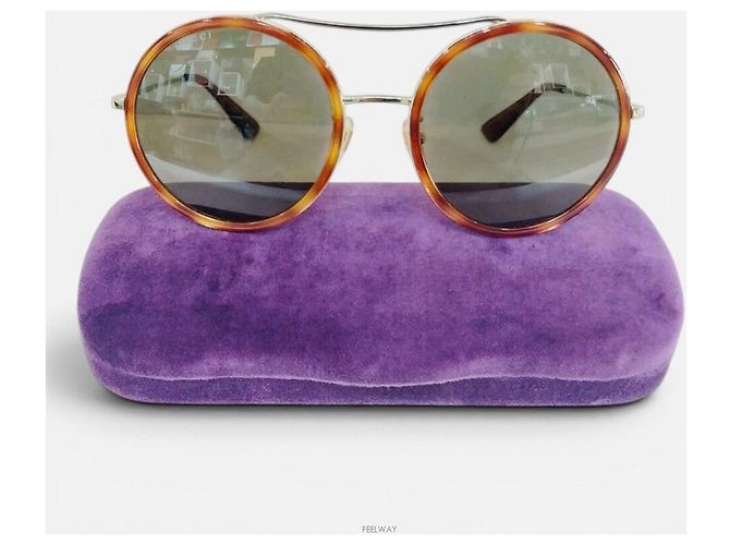 Gucci Gafas de sol redondas de metal Castaño - vista 2