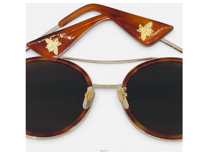 Gucci Gafas de sol redondas de metal Castaño - vista 7