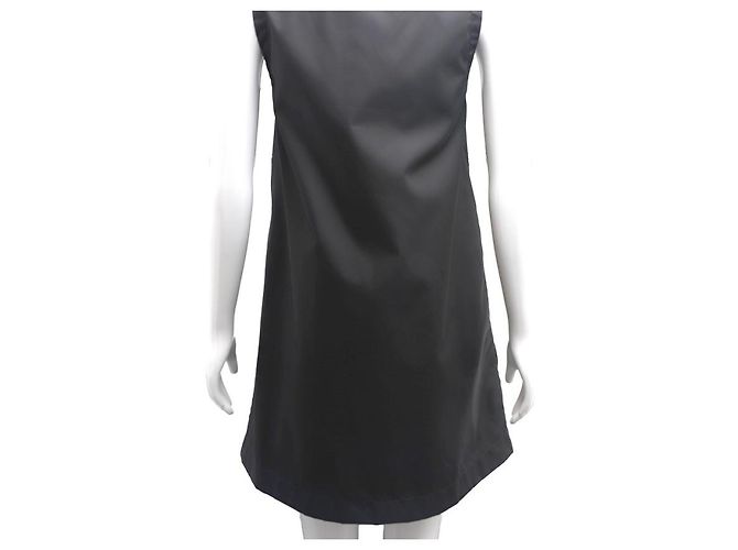 Prada Abito a canotta in nylon con logo triangolare e mezza zip Nero - vista 14