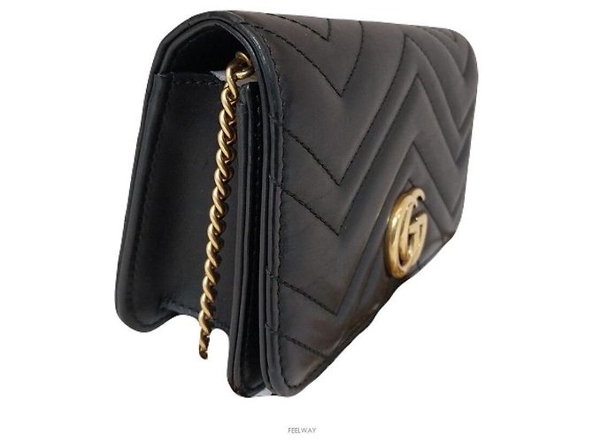 Marmont Gucci Mini borsa a tracolla Matelassé Flap Chain Nero - vista 3