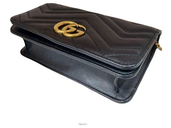 Marmont Gucci Mini borsa a tracolla Matelassé Flap Chain Nero - vista 4