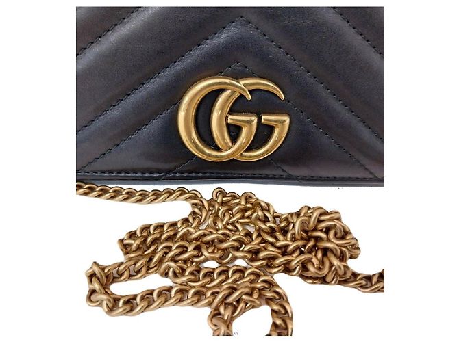 Marmont Gucci Mini borsa a tracolla Matelassé Flap Chain Nero - vista 7