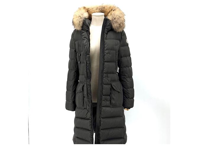 Jersey largo acolchado de piel de mapache Moncler Chloe Castaño - vista 3
