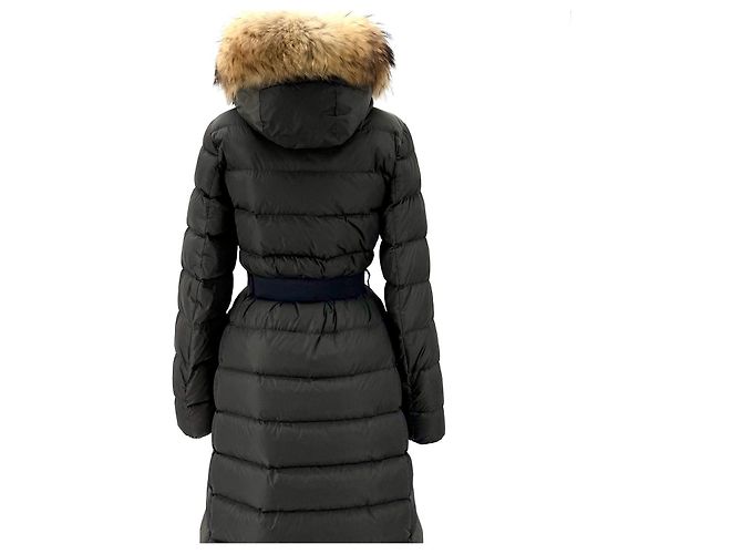 Jersey largo acolchado de piel de mapache Moncler Chloe Castaño - vista 6