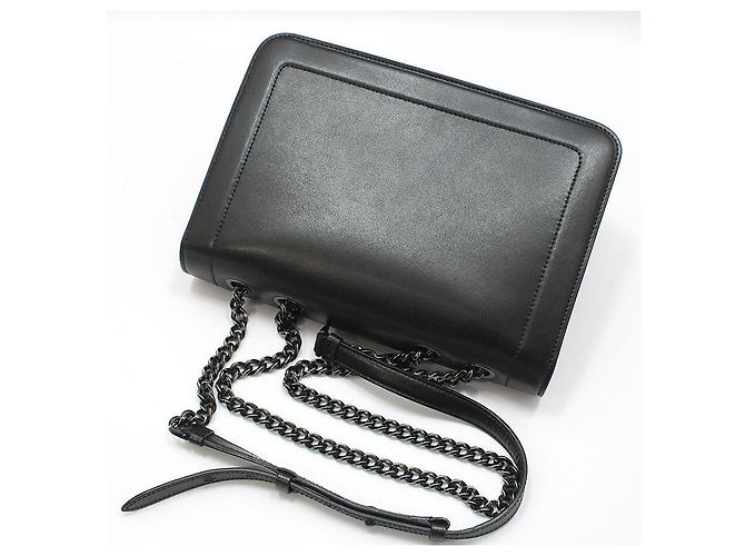 Salvatore Ferragamo Borsa a tracolla con catena e fiocco in pelle nera Nero - vista 4