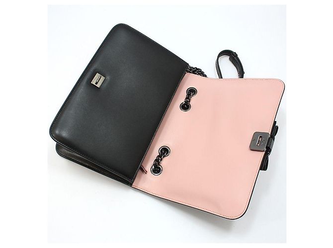 Salvatore Ferragamo Borsa a tracolla con catena e fiocco in pelle nera Nero - vista 9