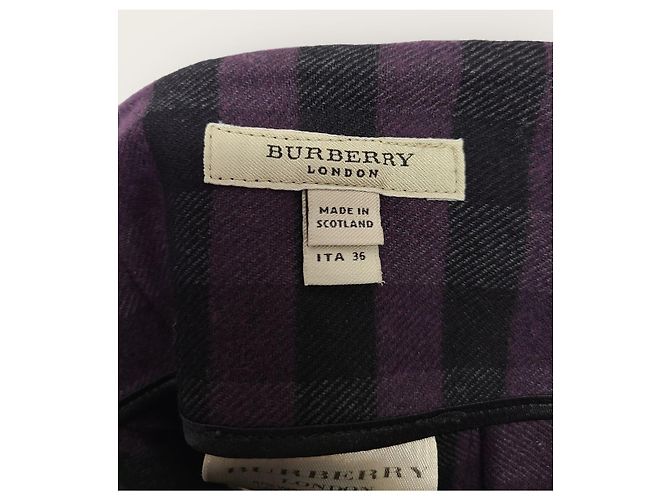 Burberry Gonna in lana a quadri tartan viola e nero Porpora - vista 4