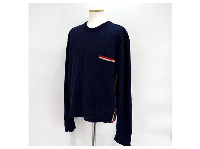 Thom Browne Pull en maille Three Stripes Navy Bleu - vue 3