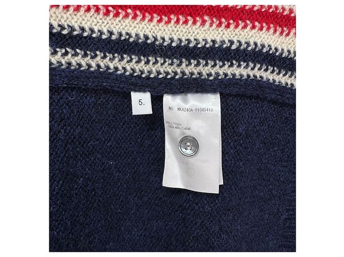 Thom Browne Pull en maille Three Stripes Navy Bleu - vue 7