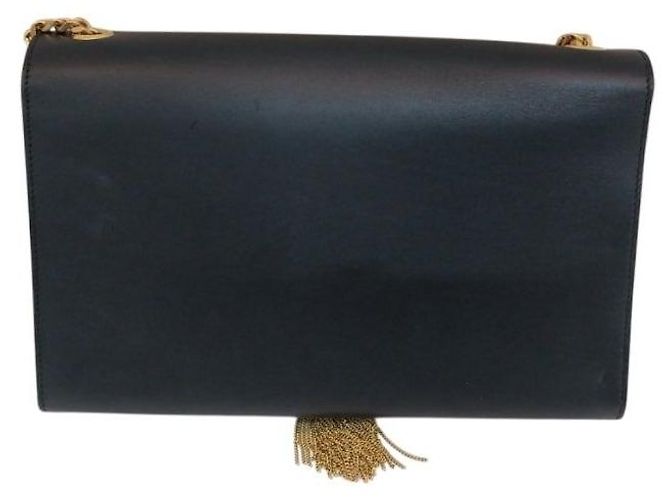 Saint Laurent Borsa a tracolla Kate Medium Chain in pelle nera con nappa dorata Satchel Nero - vista 7