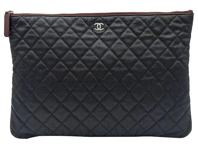 Chanel Clutch Large Classica in Caviar Nero con Logo CC Oro - vista 2
