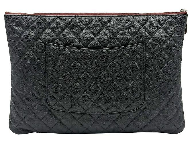 Chanel Clutch Large Classica in Caviar Nero con Logo CC Oro - vista 5