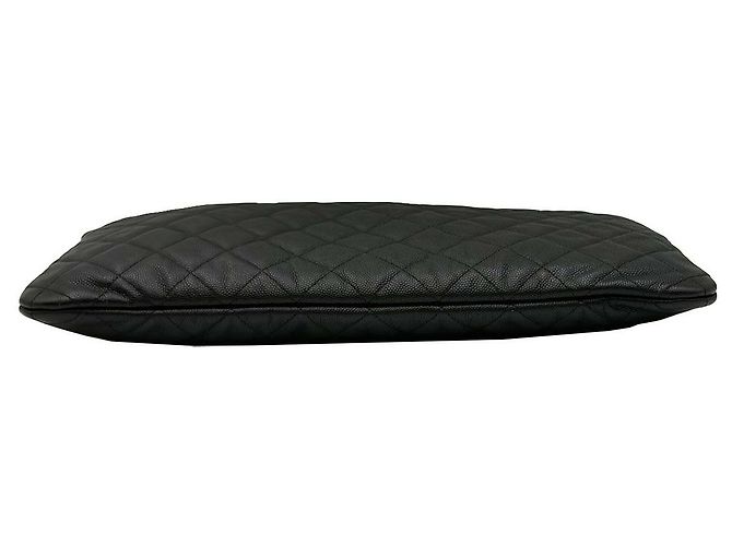 Chanel Clutch Large Classica in Caviar Nero con Logo CC Oro - vista 7