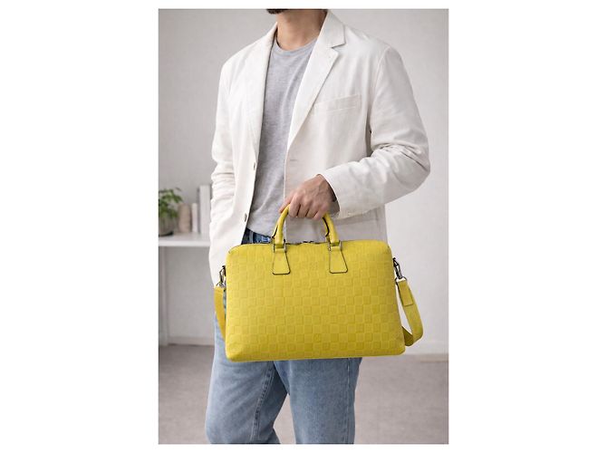 Louis Vuitton Portadocumenti Business Document Bag Damier Infinite Giallo - vista 13
