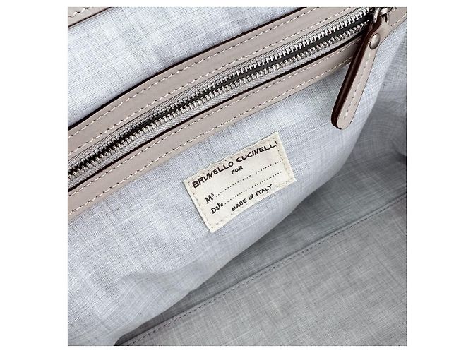 Brunello Cucinelli Bolsa Boston de couro de python, bolsa tote cinza Marrom - vista 13