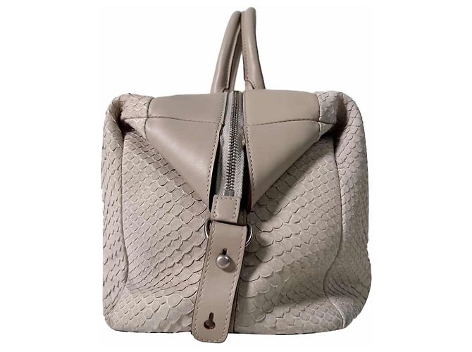 Brunello Cucinelli Bolsa Boston de couro de python, bolsa tote cinza Marrom - vista 7