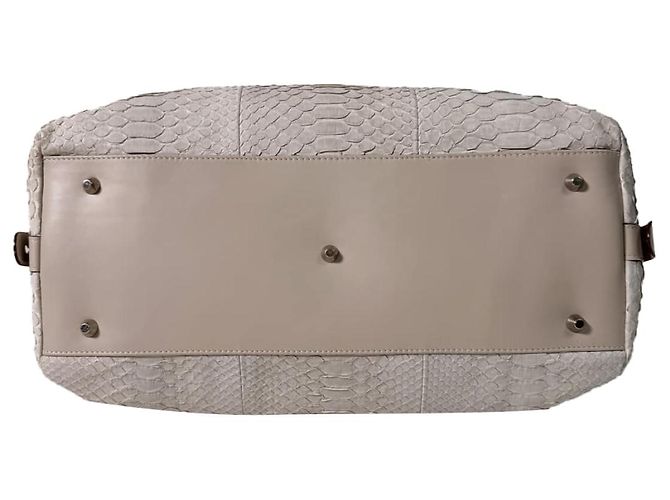 Brunello Cucinelli Bolsa Boston de couro de python, bolsa tote cinza Marrom - vista 8