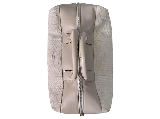 Brunello Cucinelli Bolsa Boston de couro de python, bolsa tote cinza Marrom - vista 9