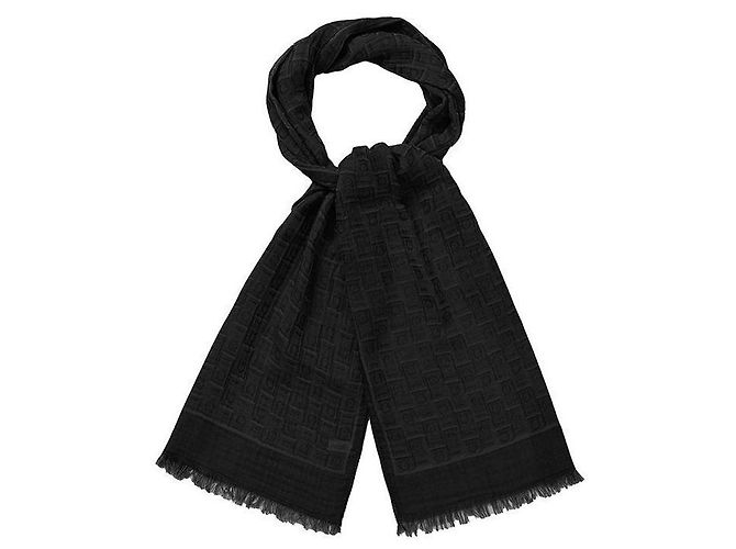 Salvatore Ferragamo Stola da uomo con stampa monogramma Gancini Nero - vista 3