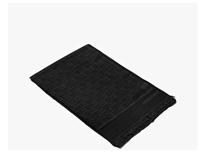 Salvatore Ferragamo Stola da uomo con stampa monogramma Gancini Nero - vista 5