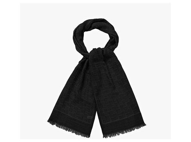 Salvatore Ferragamo Stola da uomo con stampa monogramma Gancini Nero - vista 7