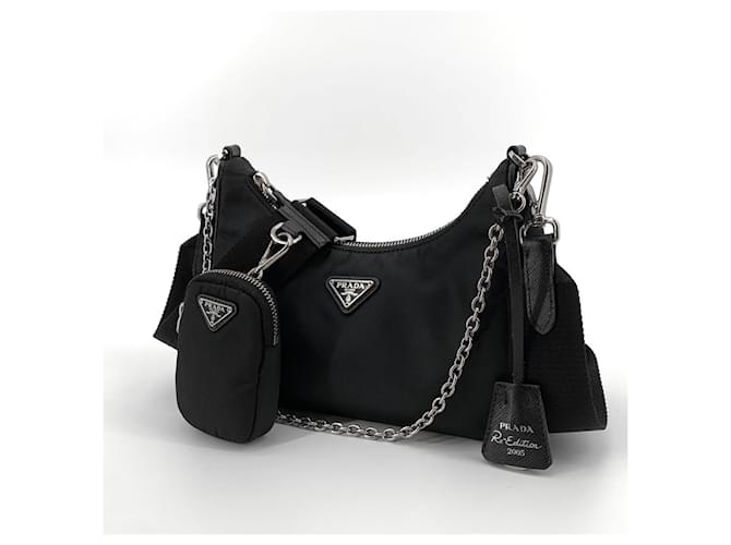 Prada Borsa Hobo Multi Tesuto Reedition Argento - vista 2