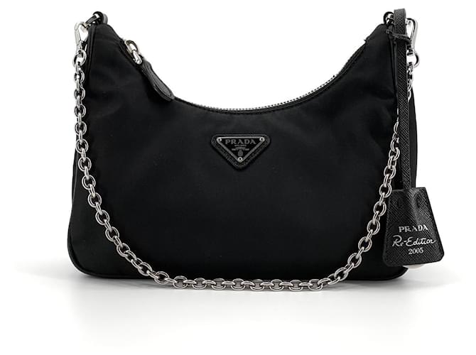 Prada Borsa Hobo Multi Tesuto Reedition Argento - vista 3