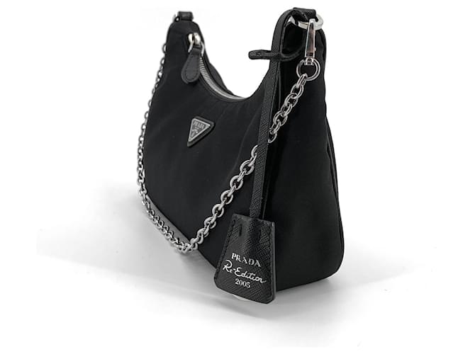 Prada Borsa Hobo Multi Tesuto Reedition Argento - vista 5