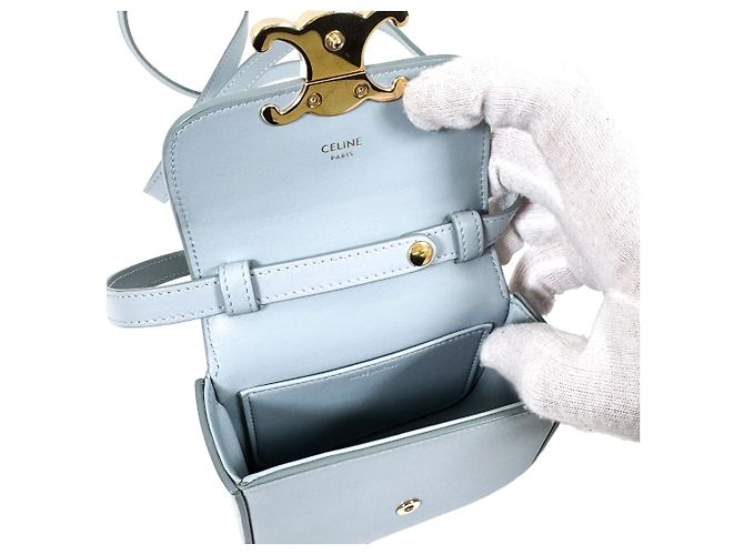 Céline Clyde Shiny Mini Crossbody Bag Blau Grau - Ansicht 10