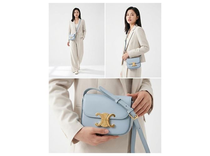 Céline Clyde Shiny Mini Crossbody Bag Blau Grau - Ansicht 5