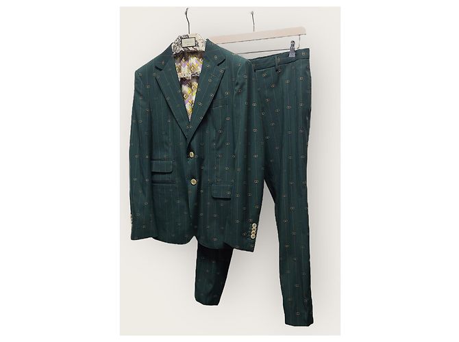 Gucci Grünes DIY Multi GG Logo Jacquard Anzug-Set - Ansicht 10
