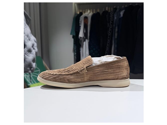 Loro Piana Mocassini Summer Walk in velluto a coste Marrone - vista 5