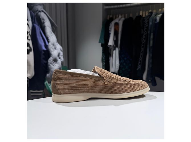 Loro Piana Mocassini Summer Walk in velluto a coste Marrone - vista 6