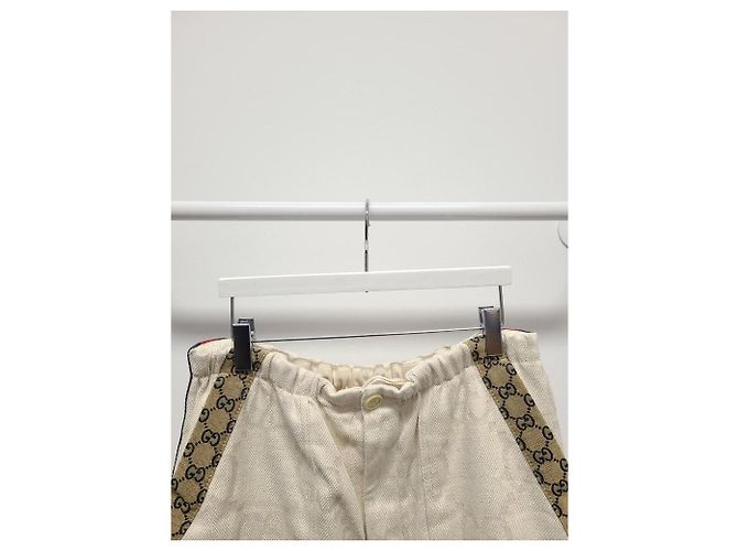 Gucci Pantaloni in cotone GG Supreme Web Stripe Bianco - vista 2