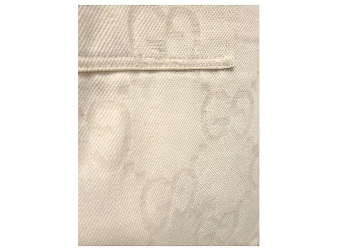Gucci Pantaloni in cotone GG Supreme Web Stripe Bianco - vista 3