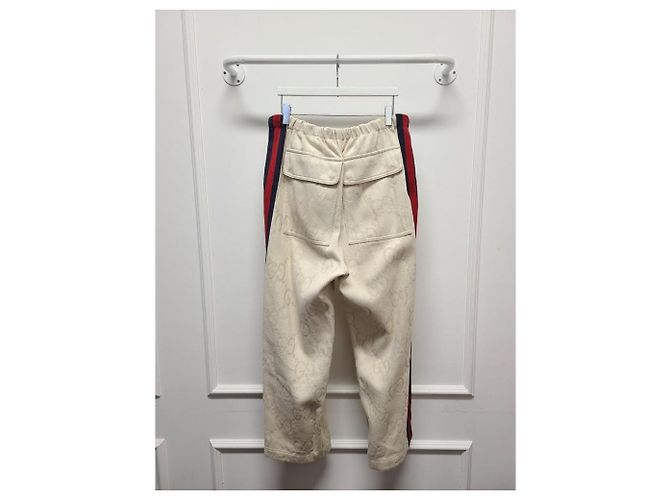 Gucci Pantaloni in cotone GG Supreme Web Stripe Bianco - vista 4