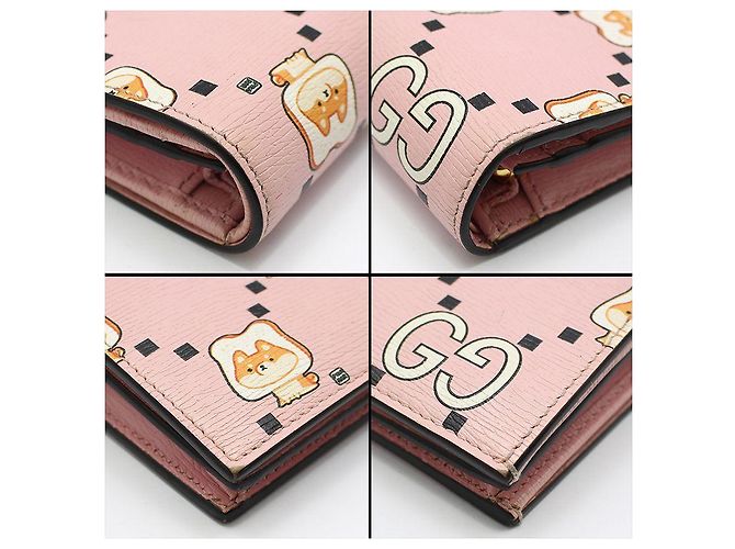 Gucci Portafoglio in pelle rosa con stampa animalier - vista 12