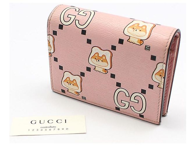 Gucci Portafoglio in pelle rosa con stampa animalier - vista 2