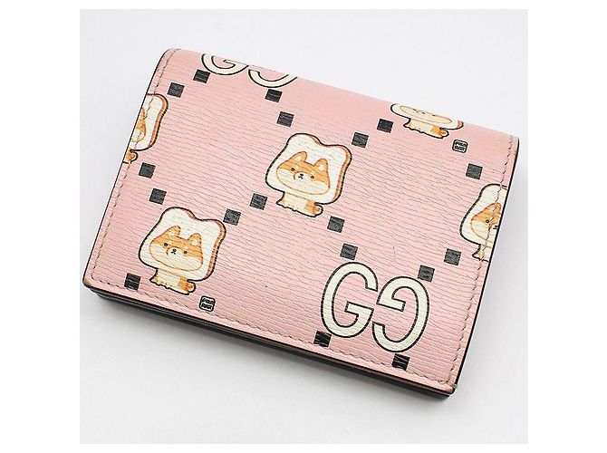 Gucci Portafoglio in pelle rosa con stampa animalier - vista 3