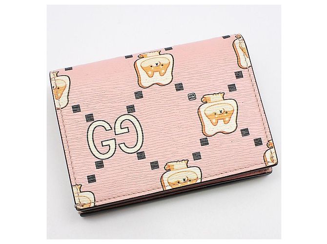 Gucci Portafoglio in pelle rosa con stampa animalier - vista 4
