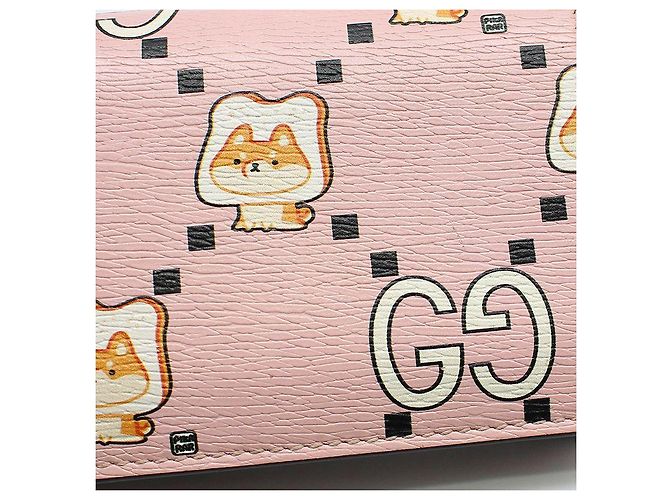 Gucci Portafoglio in pelle rosa con stampa animalier - vista 6