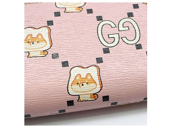 Gucci Portafoglio in pelle rosa con stampa animalier - vista 7