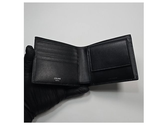 Céline Triomphe Canvas Calfskin Bi-fold Wallet Silvery - view 8