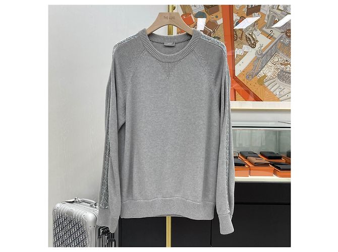Dior Oblique Insert Knit Gray Brown - view 2