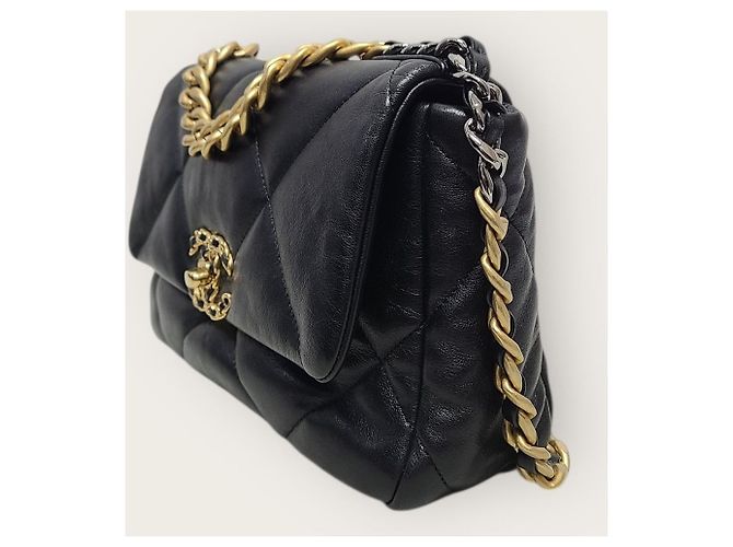 Chanel Borsa con patta in agnello nero Medium Interno Chip - vista 3